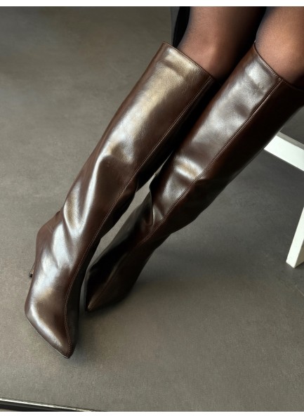 Acı kahve rugan uzun çizme 