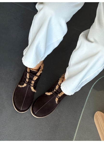 Hakiki deri Acı kahve içi peluş bot