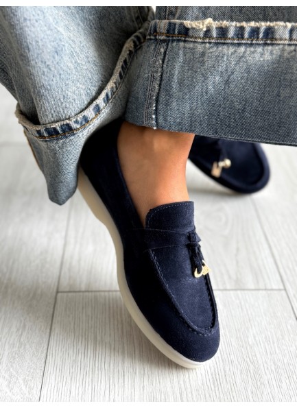 Lacivert deri loafer