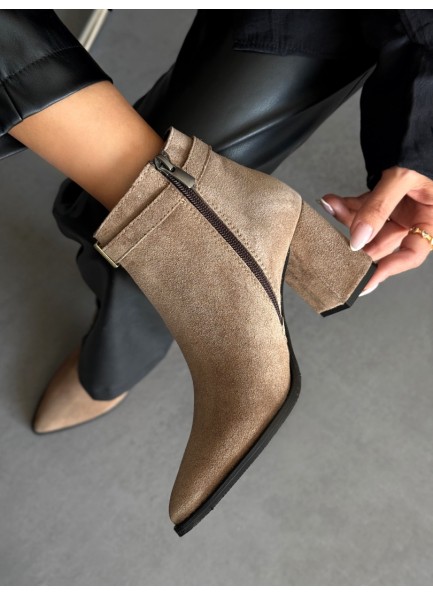 Vizon hakiki deri topuklu bot