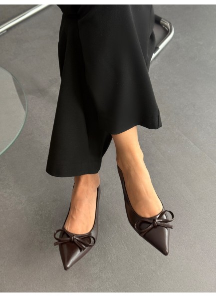 Acı kahve fiyonklu stiletto 