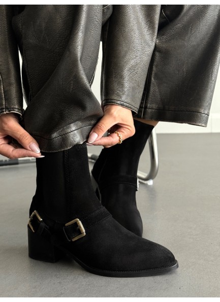 Siyah western hakiki deri bot