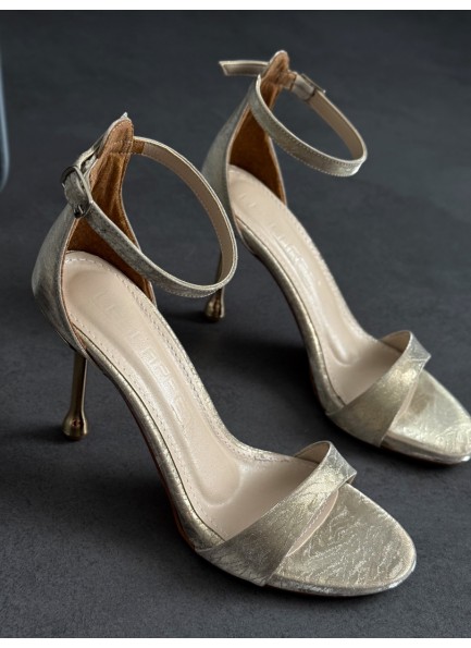 Gold tek bant topuklu sandalet 