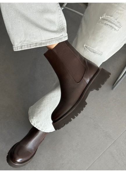 Acı kahve hakiki deri Chester bot