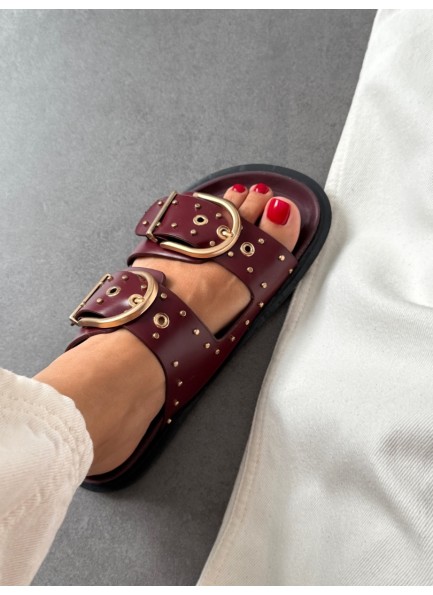 Bordo Trok detaylı terlik