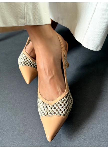 Nude file topuklu ayakkabı 