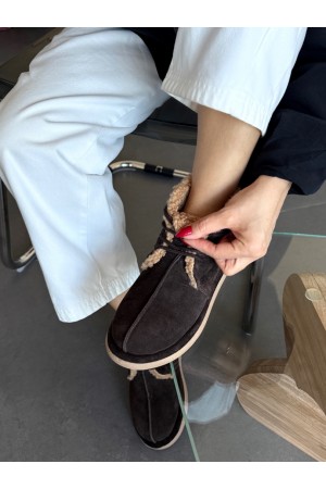 Hakiki deri Acı kahve içi peluş bot