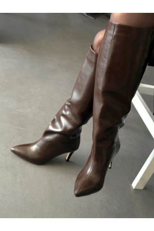 Acı kahve rugan uzun çizme 