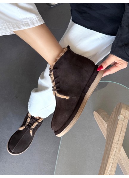 Hakiki deri Acı kahve içi peluş bot