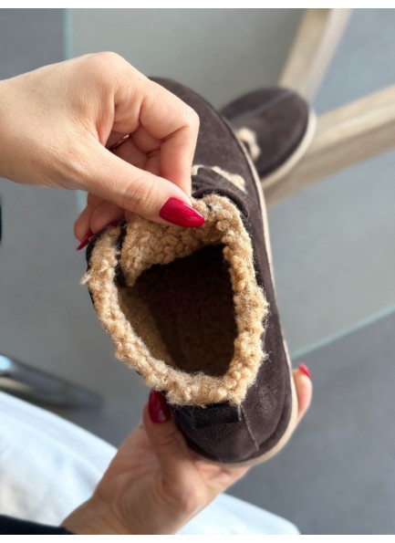 Hakiki deri Acı kahve içi peluş bot