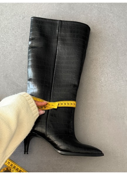 Siyah krokodil XL çizme 