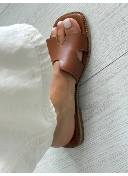 Taba düz deri terlik