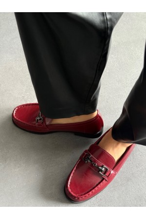 Bordo ince taban loafer 