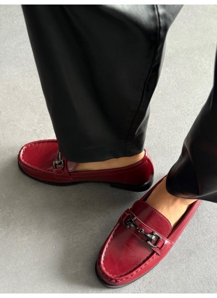 Bordo ince taban loafer 
