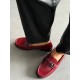 Bordo ince taban loafer 