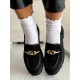 Siyah süet aksesuarlı loafer 