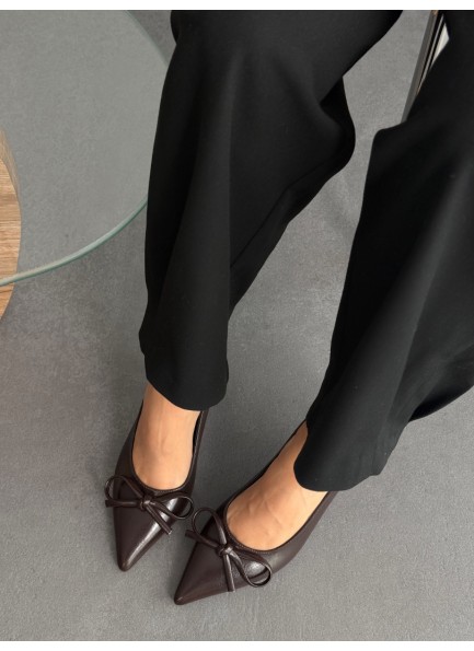 Acı kahve fiyonklu stiletto 