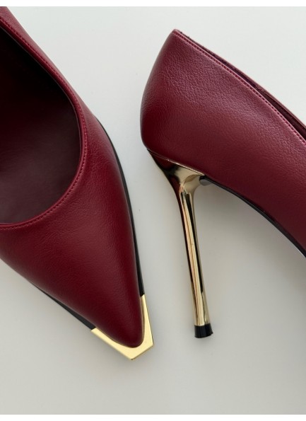 Bordo gold metal burun stiletto 