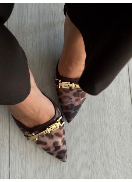 Leopar topuklu ayakkabı 
