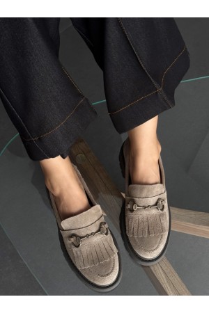 Vizon püsküllü hakiki deri loafer 