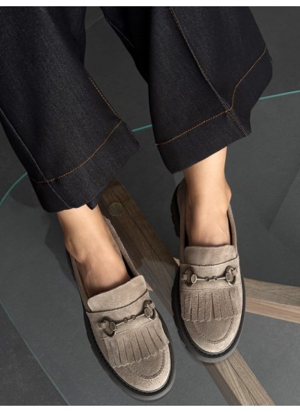 Vizon püsküllü hakiki deri loafer 