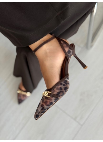 Leopar topuklu ayakkabı 