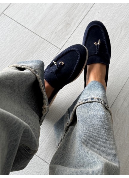 Lacivert deri loafer