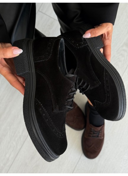Siyah Oxford gerçek deri ayakkabı 