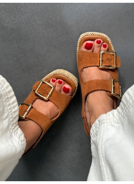 Taba dolgu topuk sandalet 