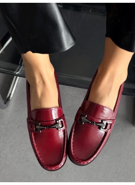 Bordo ince taban loafer 