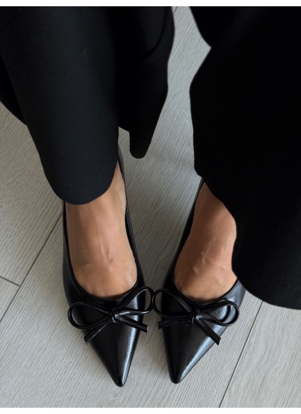 Siyah rugan fiyonklu stiletto 