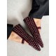 Bordo süet taşlı babet