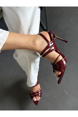 Bordo rugan topuklu ayakkabı 