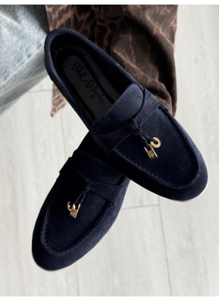 Lacivert deri loafer