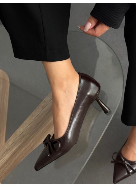 Acı kahve fiyonklu stiletto 