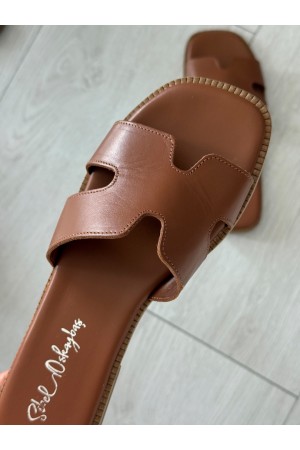 Taba düz deri terlik