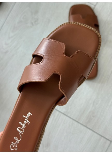 Taba düz deri terlik