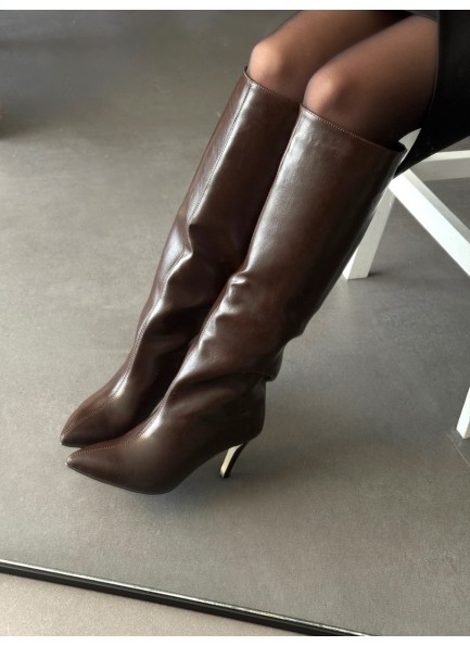 Acı kahve rugan uzun çizme 