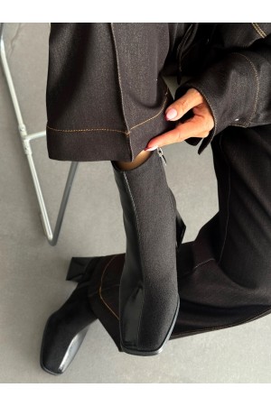 Siyah küt kalıp topuklu bot 