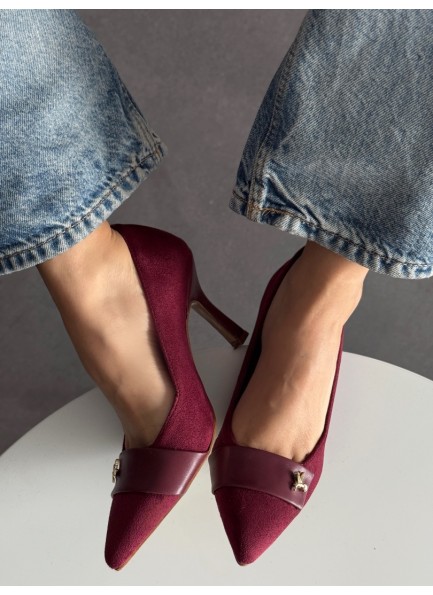 Bordo süet stiletto 