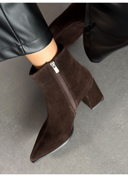 Acı kahve süet hakiki deri topuklu bot 