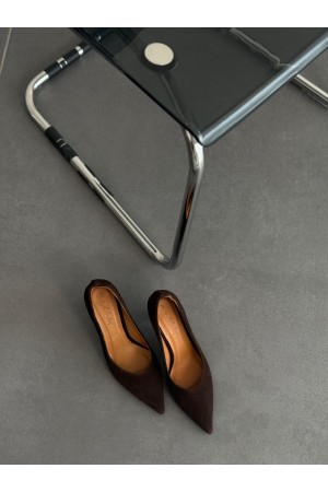 Acı kahve süet hakiki deri stiletto 