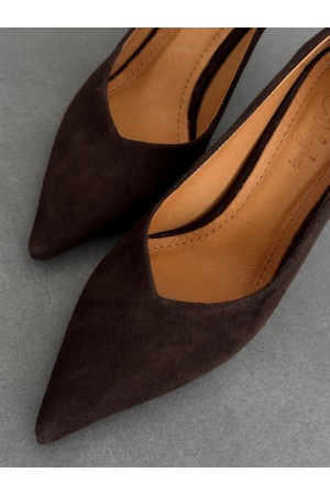 Acı kahve süet hakiki deri stiletto 