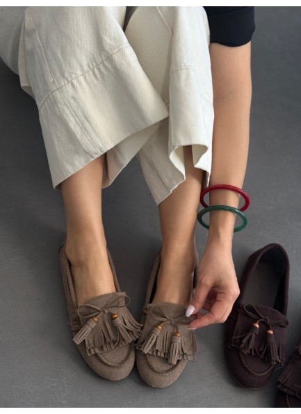 Vizon püsküllü loafer ayakkabı 