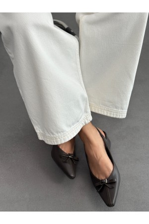 Acı kahve fiyonklu topuk ayakkabı 