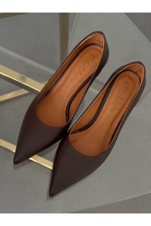 Acı kahve hakiki deri stiletto
