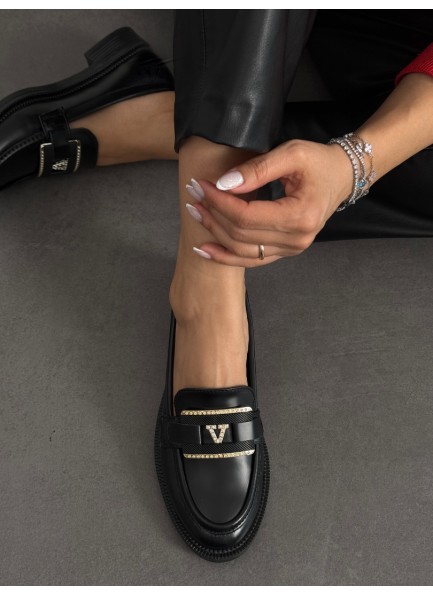 Siyah rugan loafer ayakkabı 