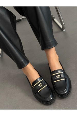 Siyah rugan loafer ayakkabı 