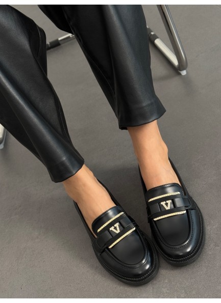 Siyah rugan loafer ayakkabı 