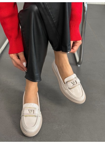 Bej rugan loafer ayakkabı 